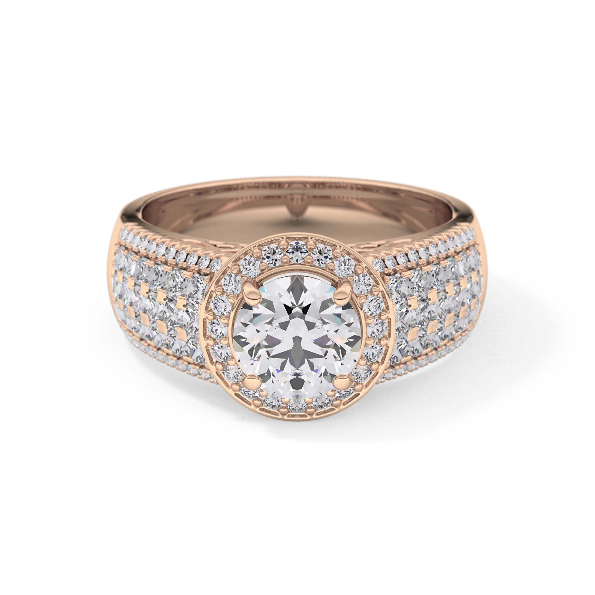 Round Halo & Triple Pave Lab Grown Diamond Engagement Ring