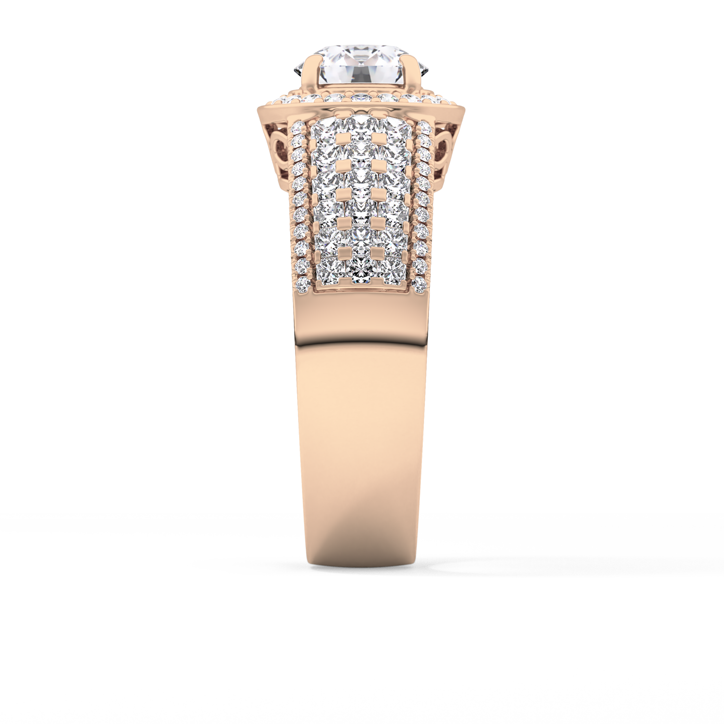Round Halo & Triple Pave Lab Grown Diamond Engagement Ring