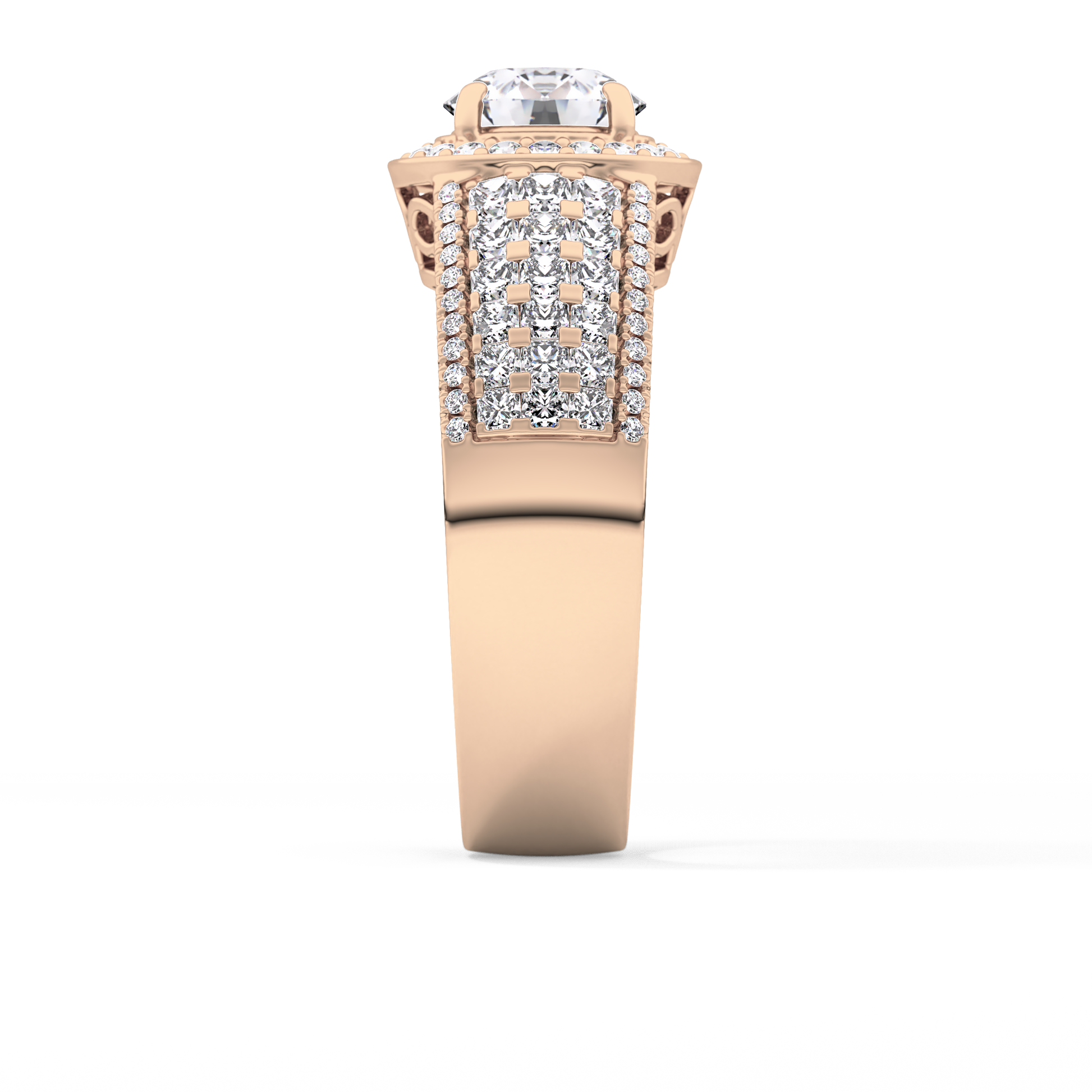 Round Halo & Triple Pave Lab Grown Diamond Engagement Ring