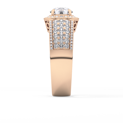 Round Halo & Triple Pave Lab Grown Diamond Engagement Ring