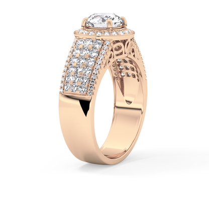 Round Halo & Triple Pave Lab Grown Diamond Engagement Ring