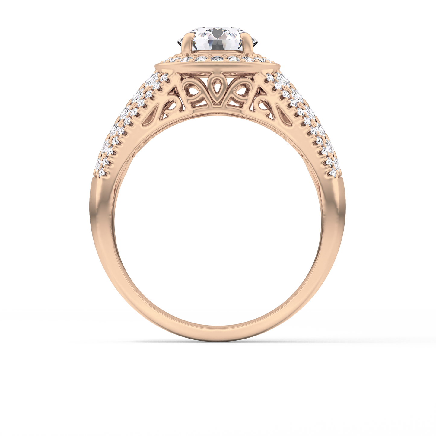 Round Halo & Triple Pave Lab Grown Diamond Engagement Ring
