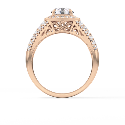 Round Halo & Triple Pave Lab Grown Diamond Engagement Ring