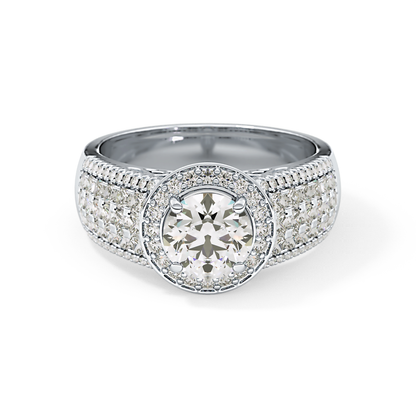 Round Halo & Triple Pave Lab Grown Diamond Engagement Ring