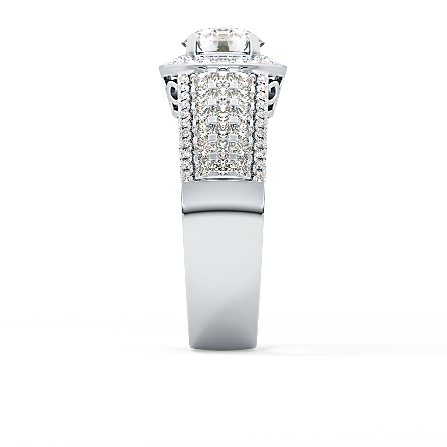Round Halo & Triple Pave Lab Grown Diamond Engagement Ring