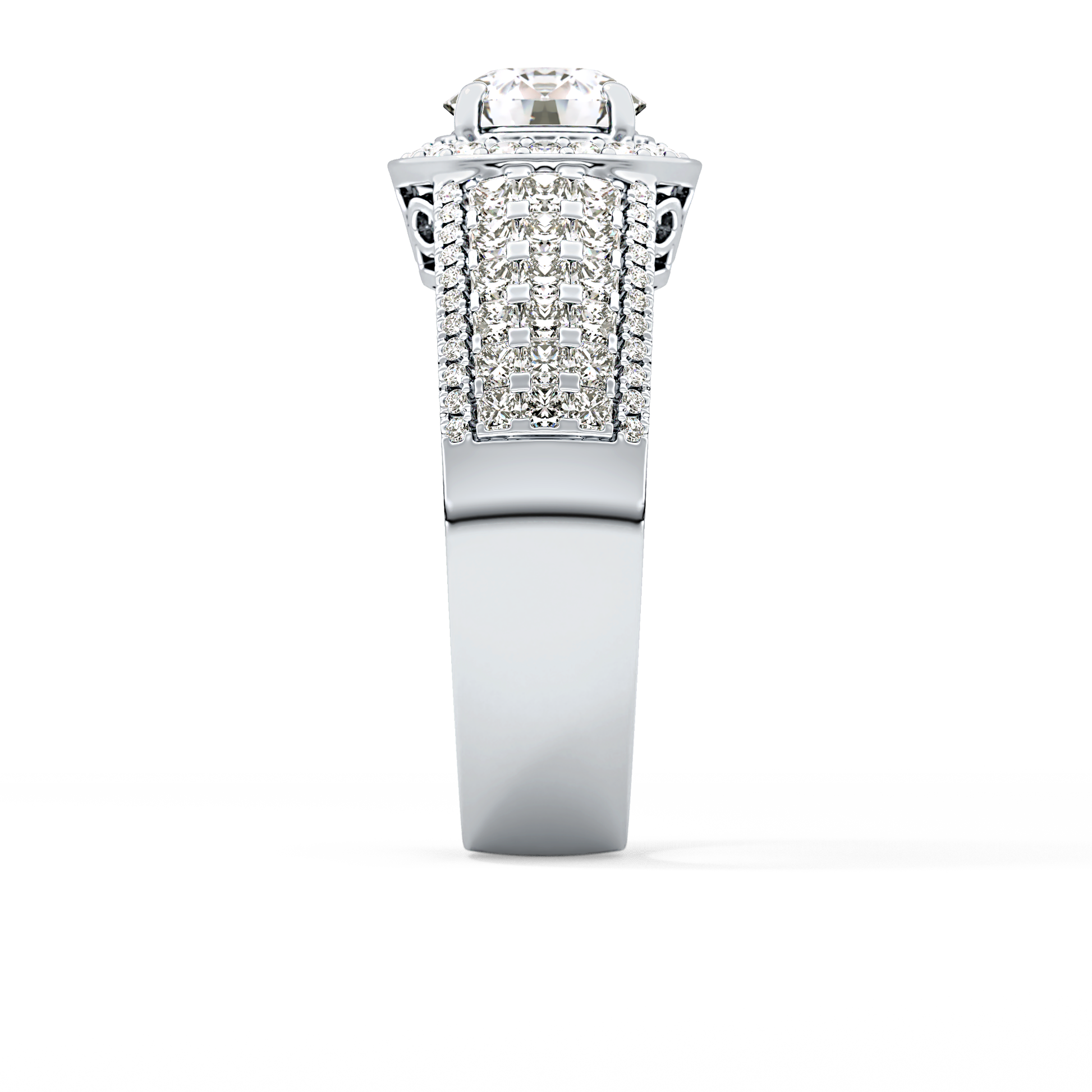 Round Halo & Triple Pave Lab Grown Diamond Engagement Ring