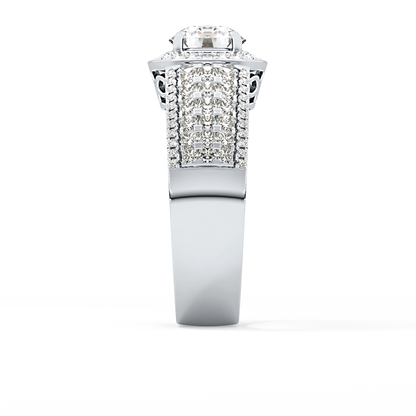 Round Halo & Triple Pave Lab Grown Diamond Engagement Ring