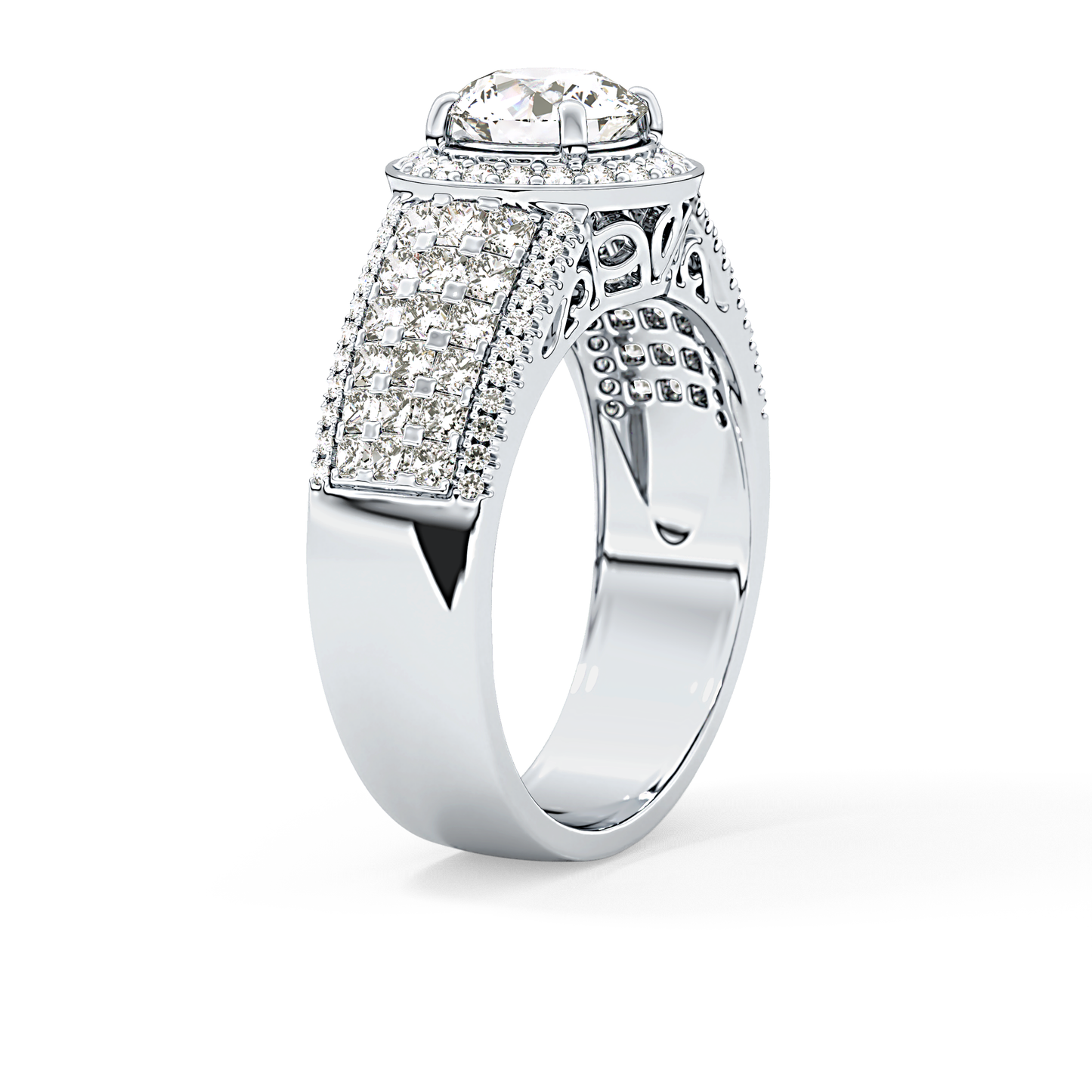 Round Halo & Triple Pave Lab Grown Diamond Engagement Ring