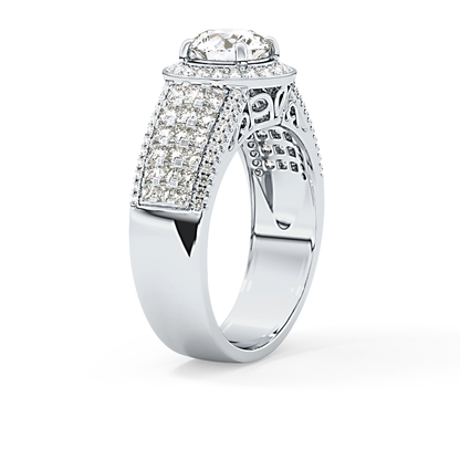 Round Halo & Triple Pave Lab Grown Diamond Engagement Ring