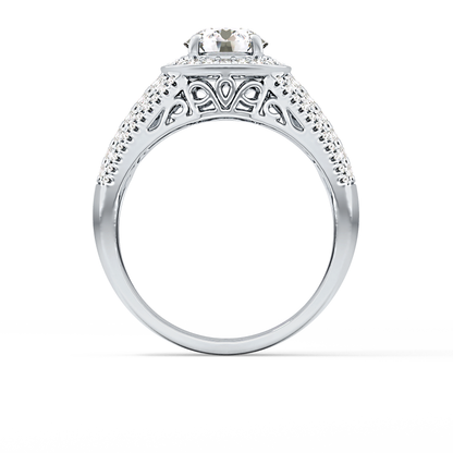 Round Halo & Triple Pave Lab Grown Diamond Engagement Ring