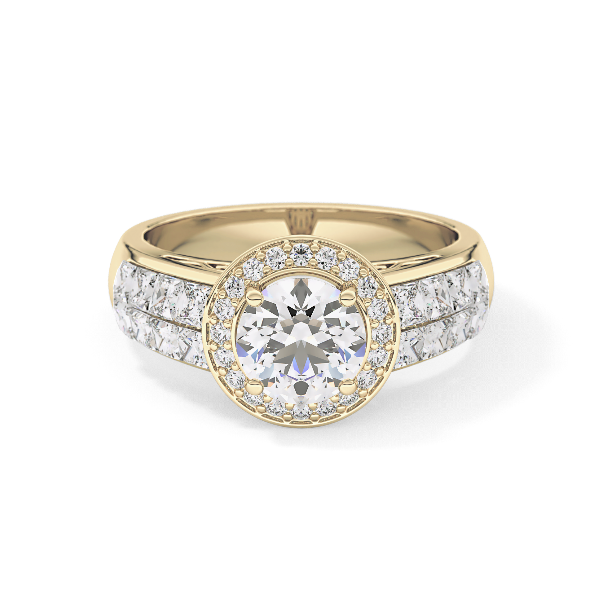 Round Halo & Double Pave Lab Grown Diamond Engagement Ring