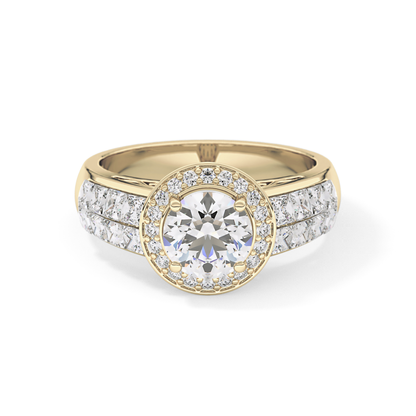 Round Halo & Double Pave Lab Grown Diamond Engagement Ring
