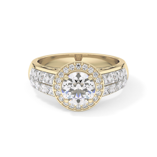 Round Halo & Double Pave Lab Grown Diamond Engagement Ring