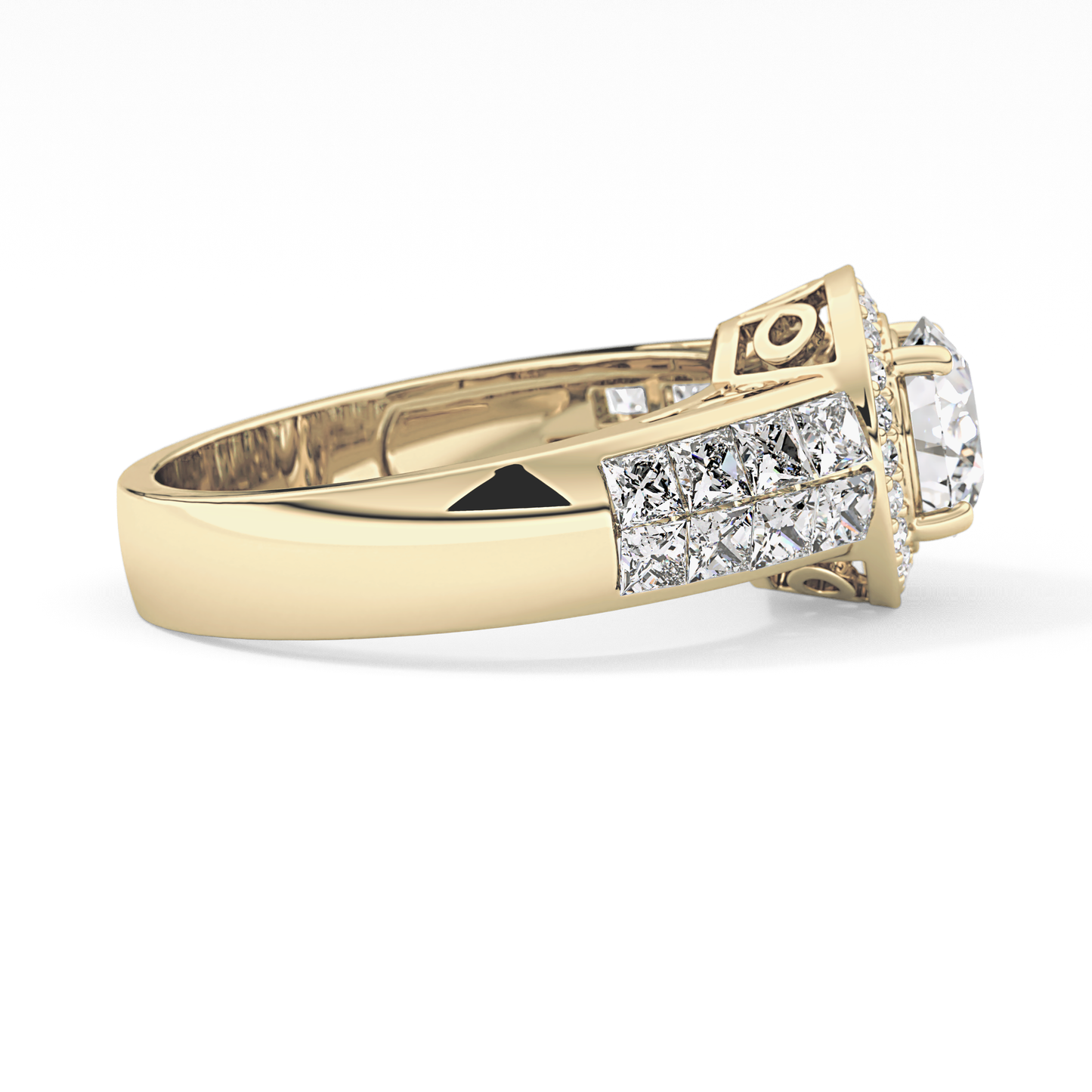 Round Halo & Double Pave Lab Grown Diamond Engagement Ring