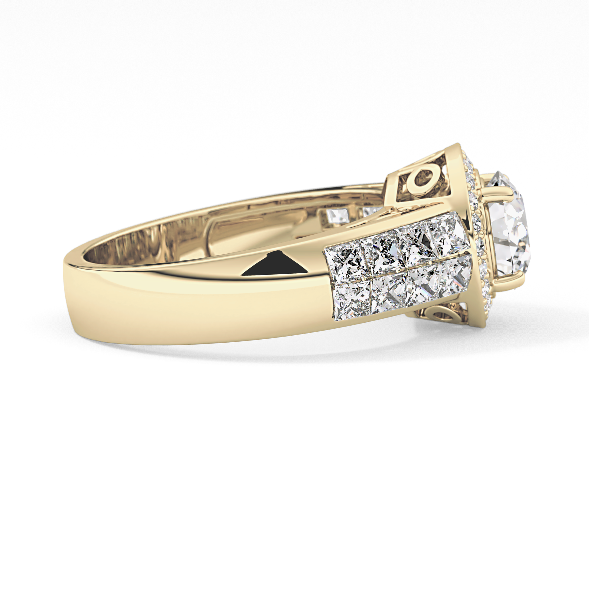 Round Halo & Double Pave Lab Grown Diamond Engagement Ring