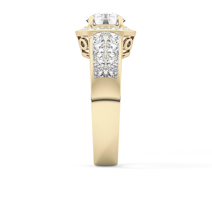 Round Halo & Double Pave Lab Grown Diamond Engagement Ring