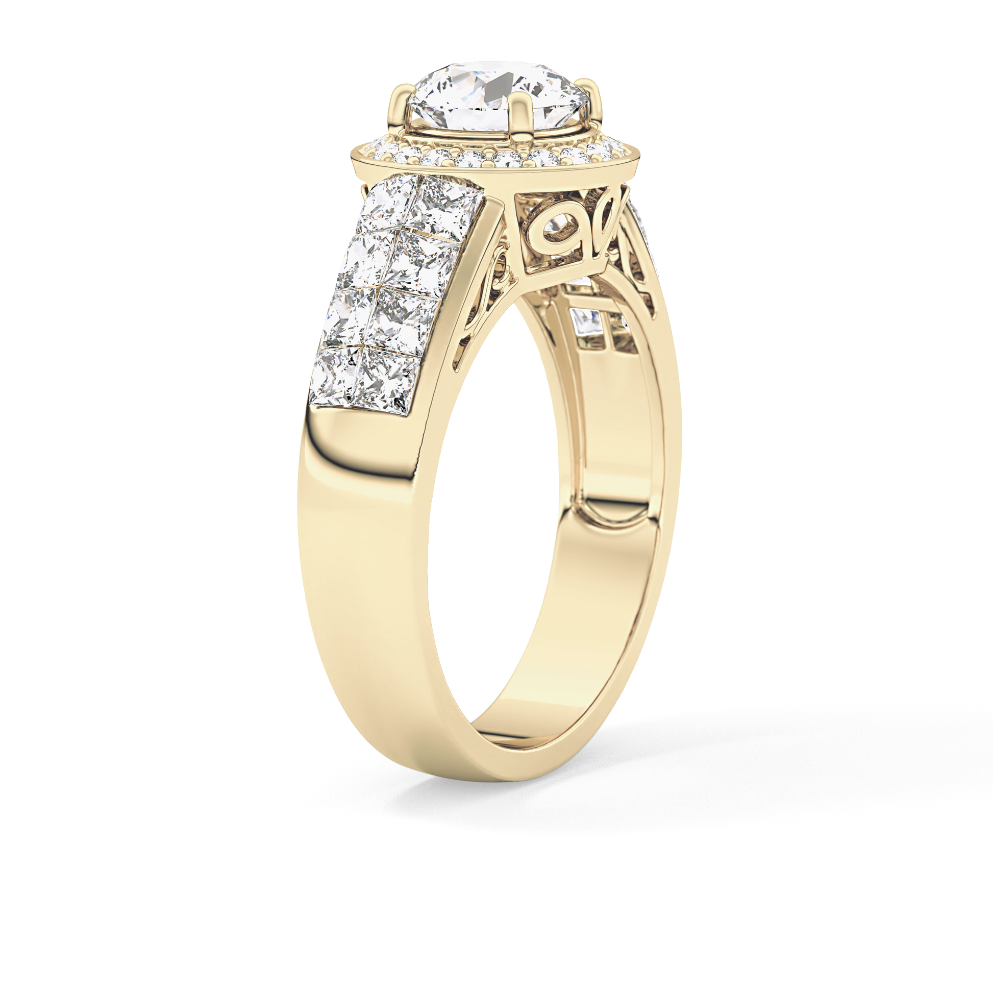 Round Halo & Double Pave Lab Grown Diamond Engagement Ring