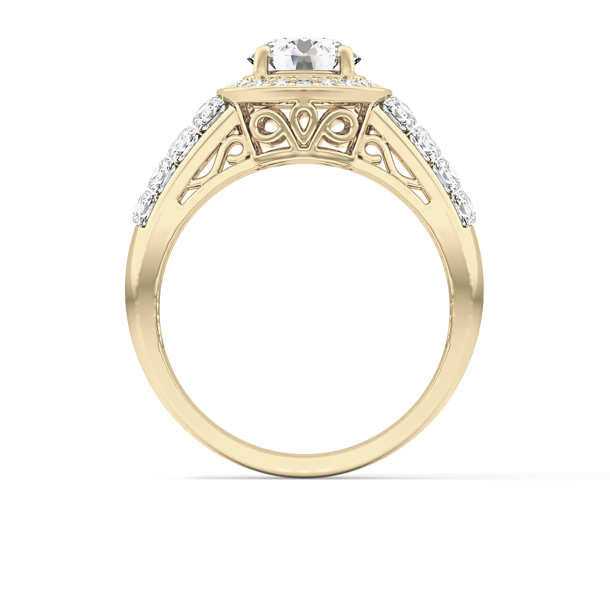 Round Halo & Double Pave Lab Grown Diamond Engagement Ring