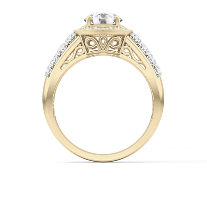 Round Halo & Double Pave Lab Grown Diamond Engagement Ring