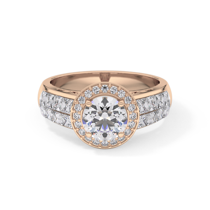Round Halo & Double Pave Lab Grown Diamond Engagement Ring