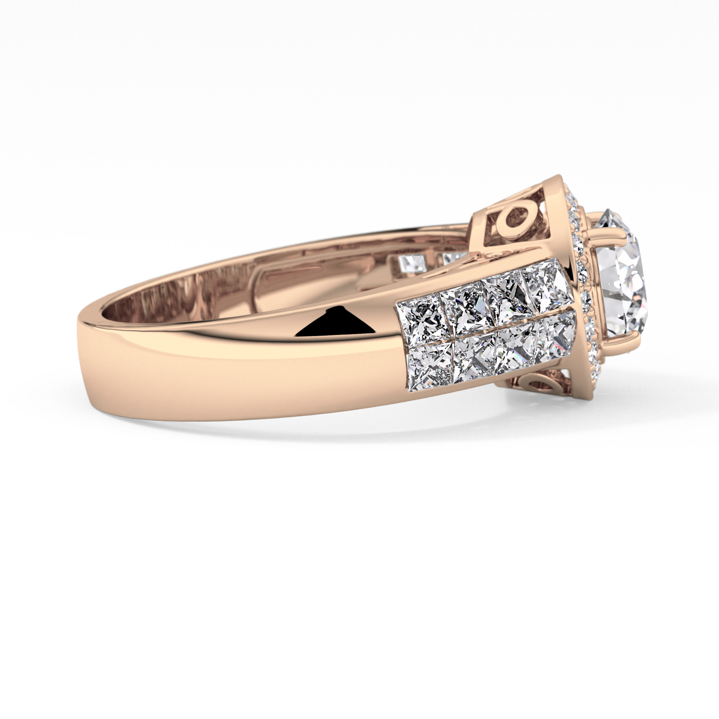 Round Halo & Double Pave Lab Grown Diamond Engagement Ring