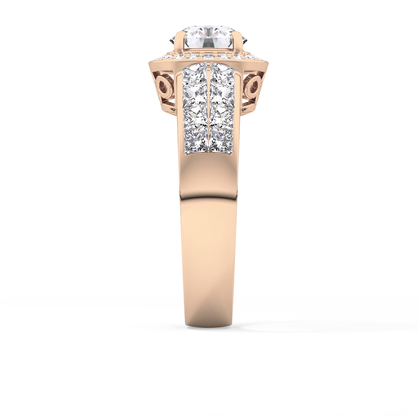 Round Halo & Double Pave Lab Grown Diamond Engagement Ring