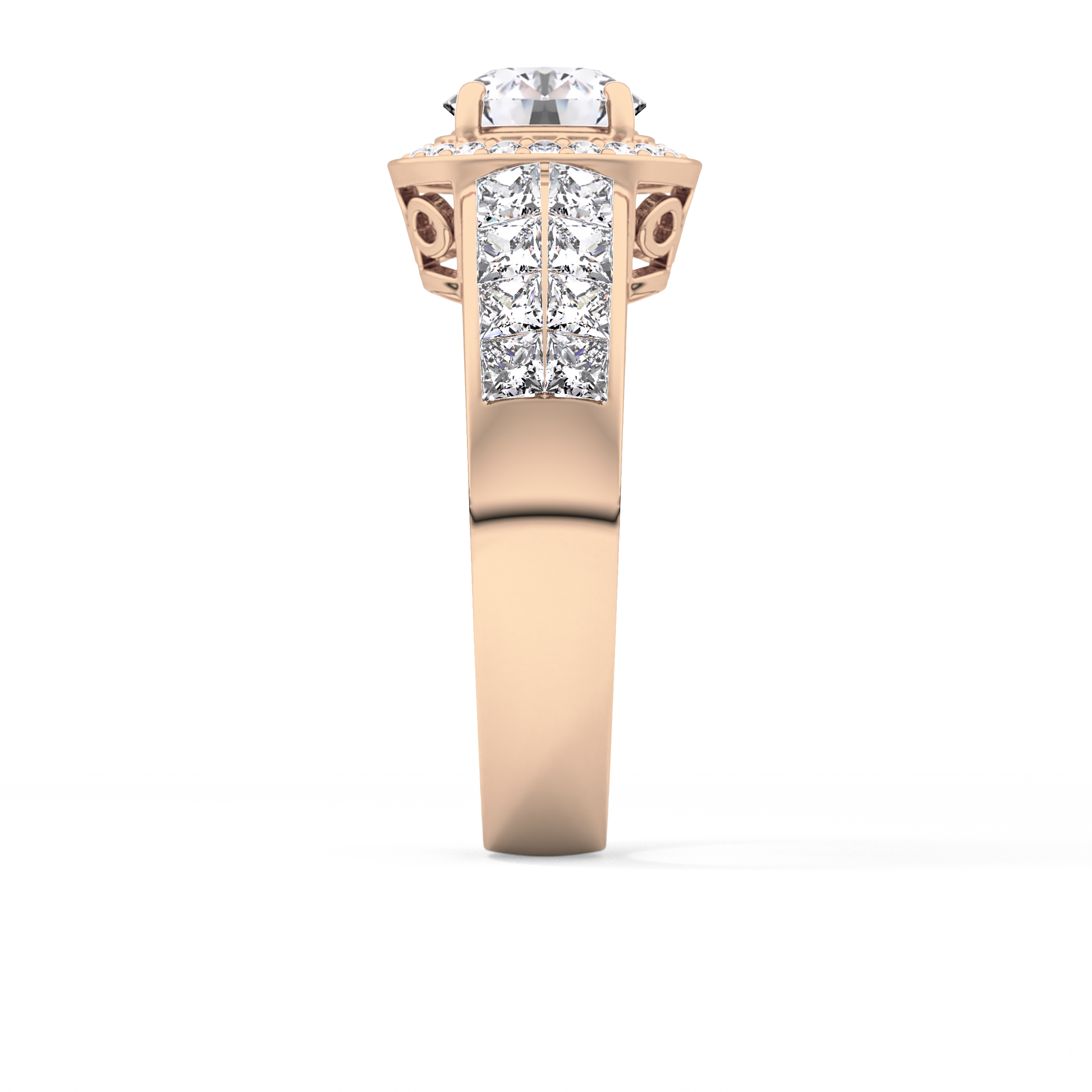 Round Halo & Double Pave Lab Grown Diamond Engagement Ring