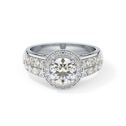 Round Halo & Double Pave Lab Grown Diamond Engagement Ring