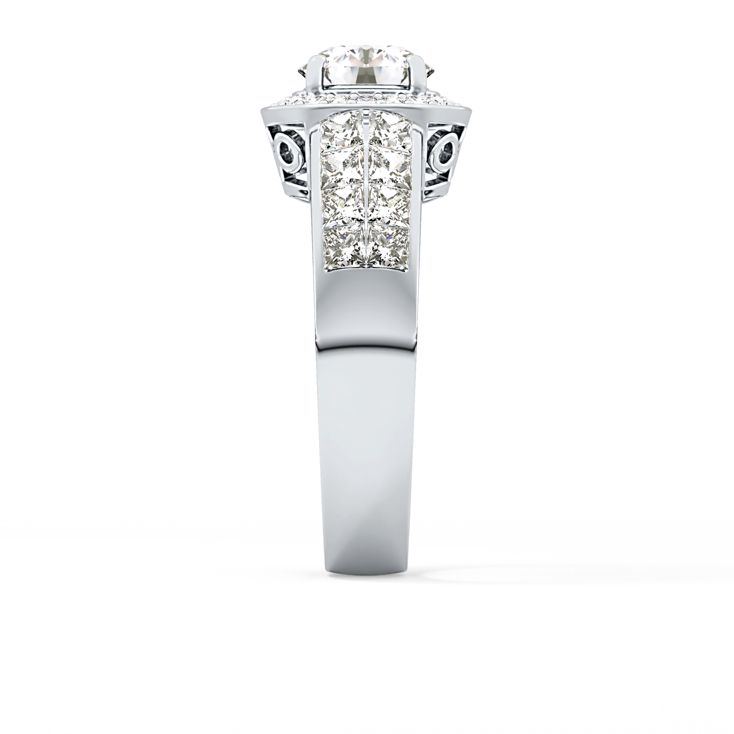 Round Halo & Double Pave Lab Grown Diamond Engagement Ring