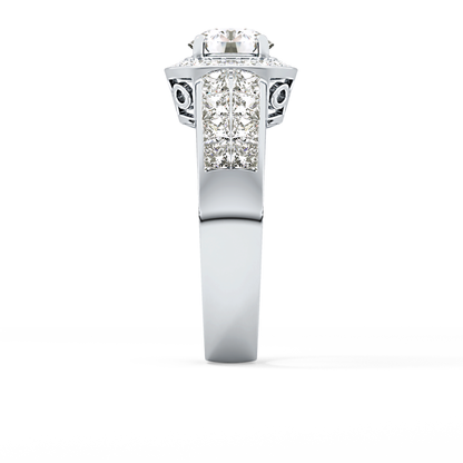 Round Halo & Double Pave Lab Grown Diamond Engagement Ring