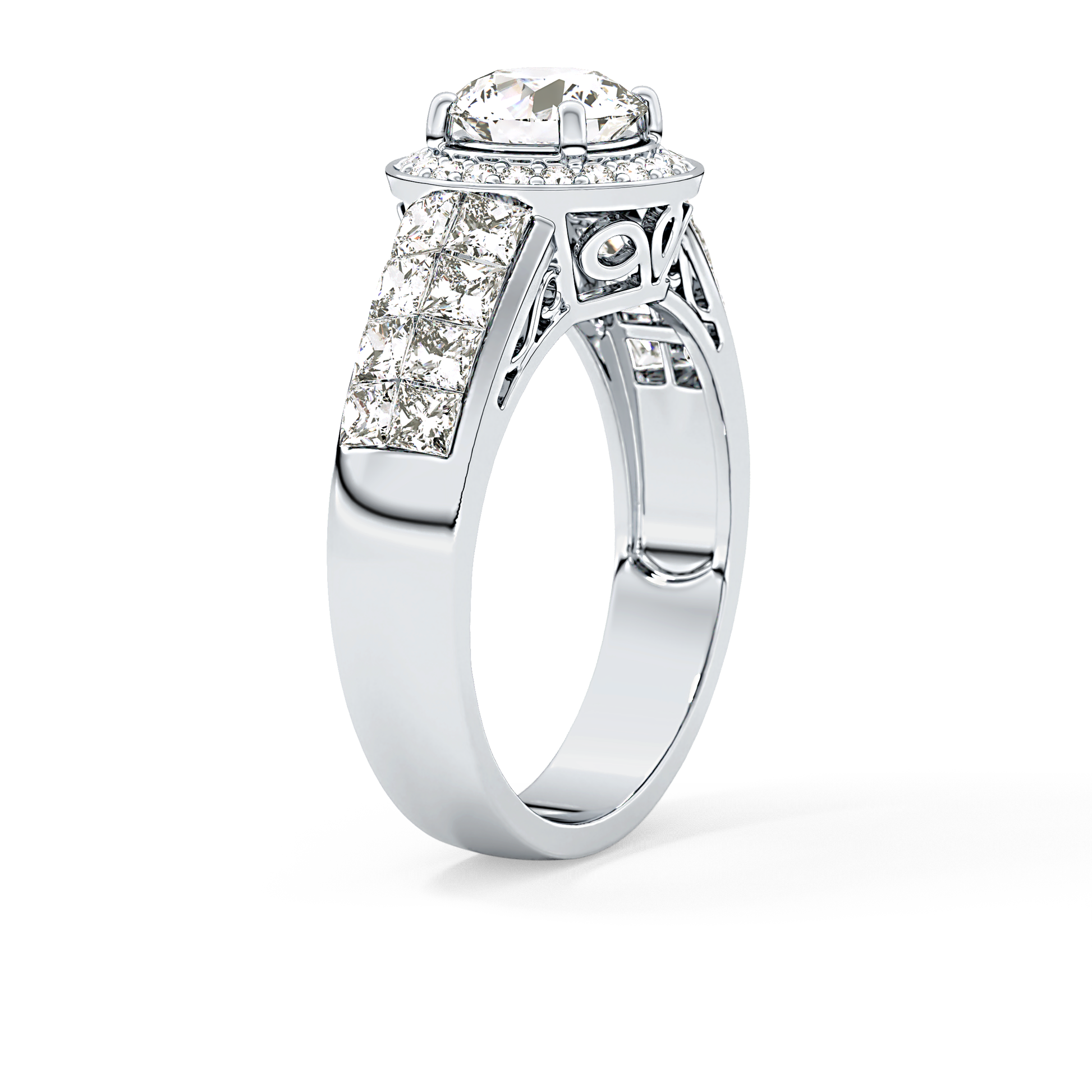 Round Halo & Double Pave Lab Grown Diamond Engagement Ring