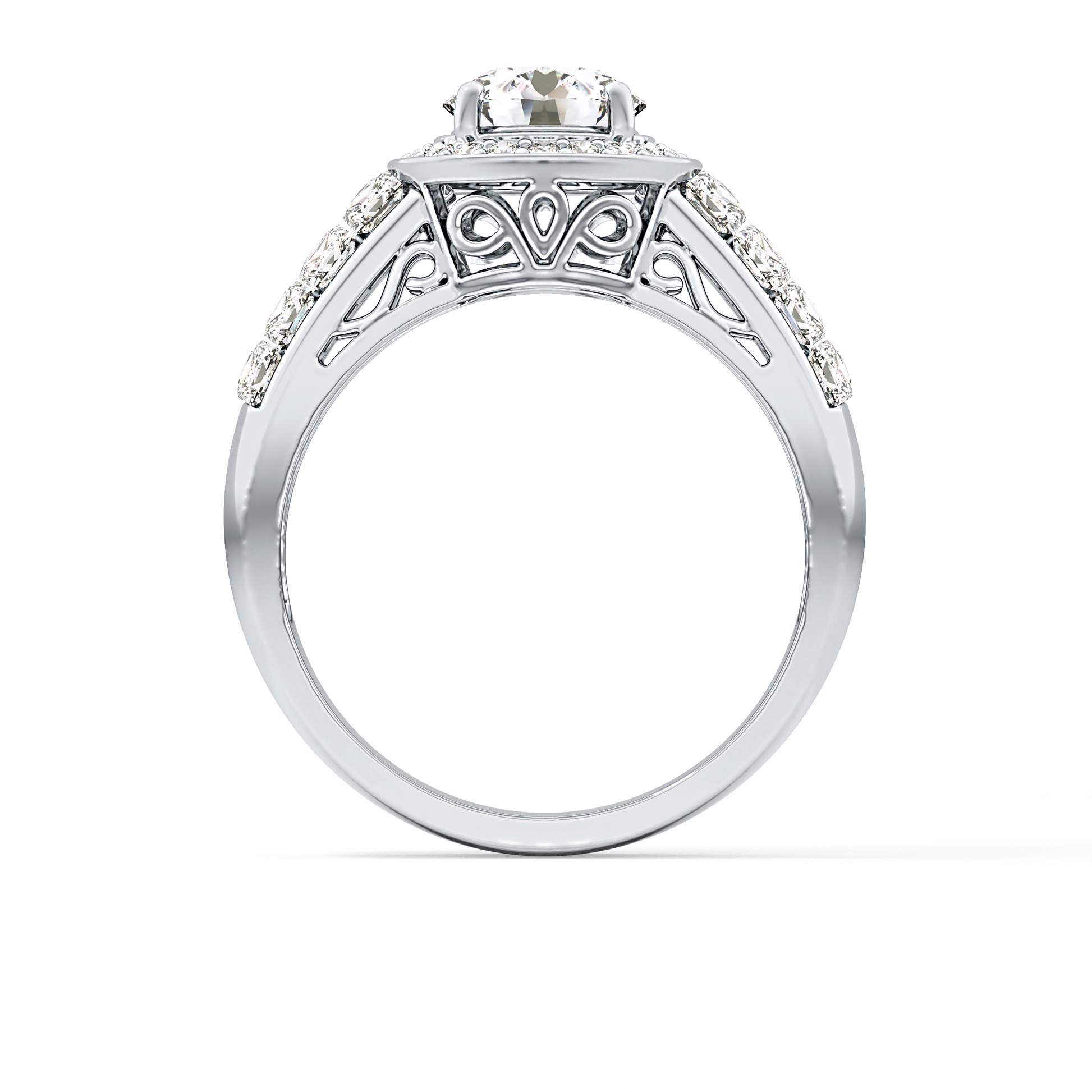 Round Halo & Double Pave Lab Grown Diamond Engagement Ring
