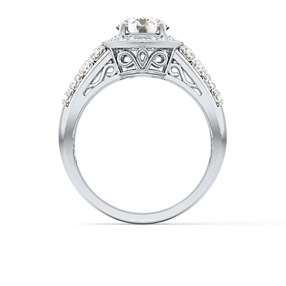 Round Halo & Double Pave Lab Grown Diamond Engagement Ring