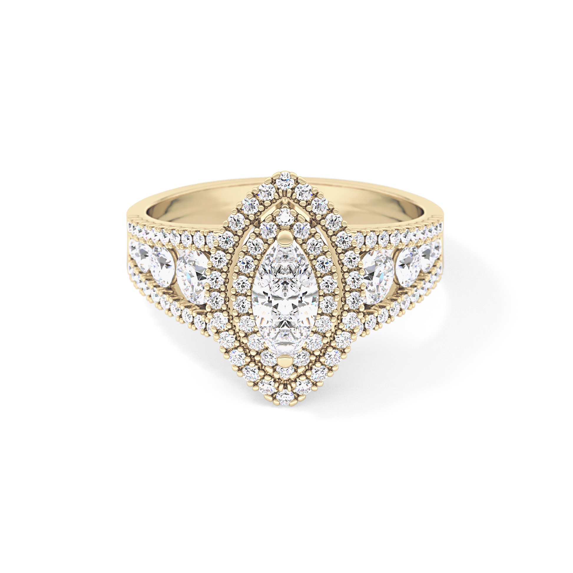 Marquise Double Halo & Pave Lab Grown Diamond Engagement Ring