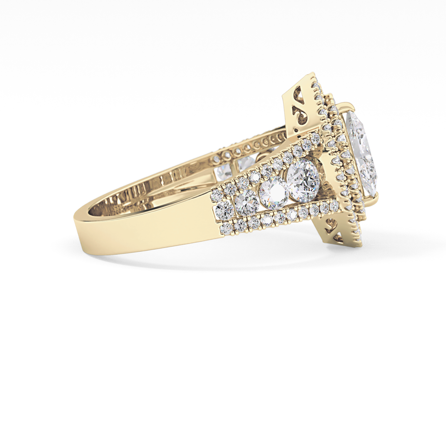 Marquise Double Halo & Pave Lab Grown Diamond Engagement Ring
