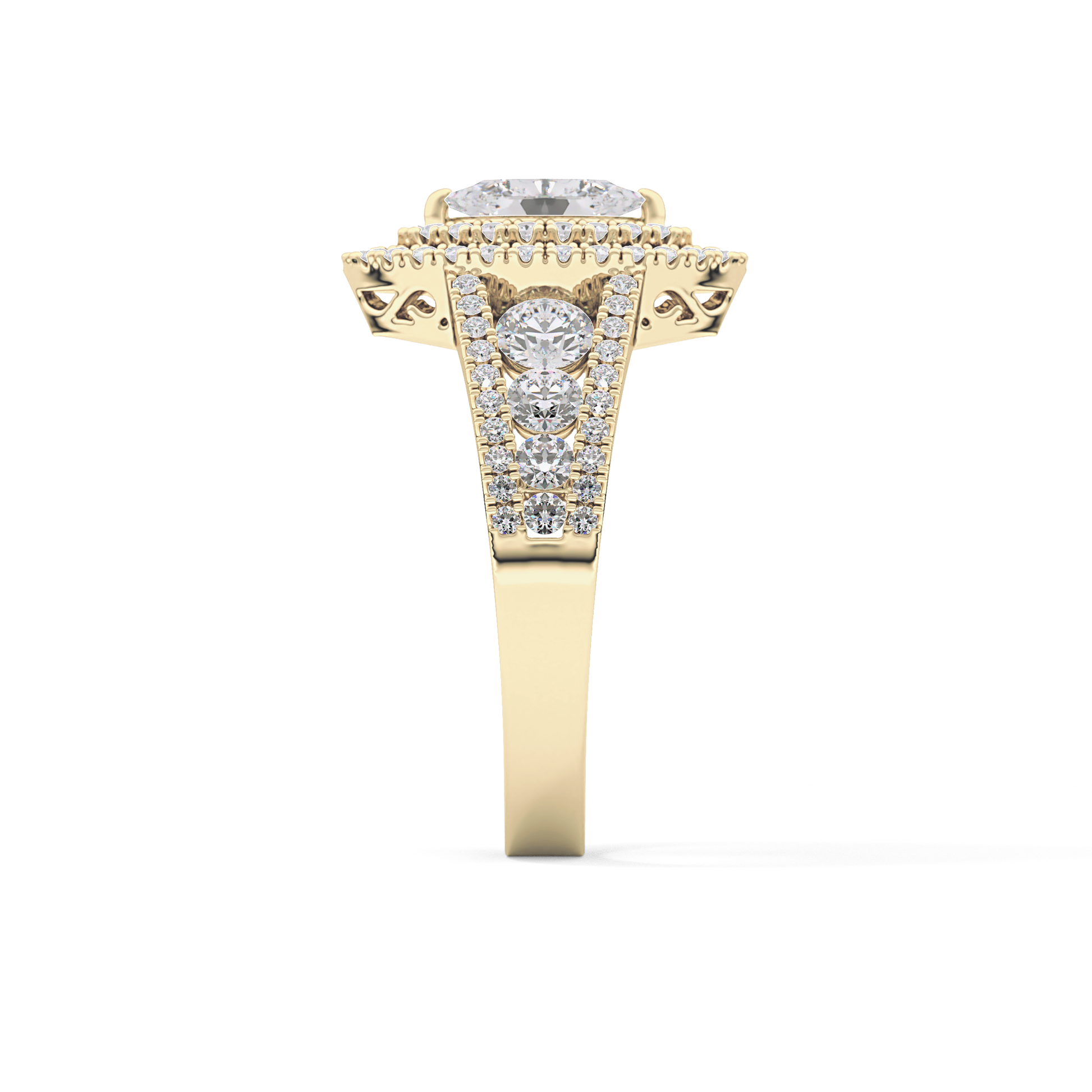 Marquise Double Halo & Pave Lab Grown Diamond Engagement Ring
