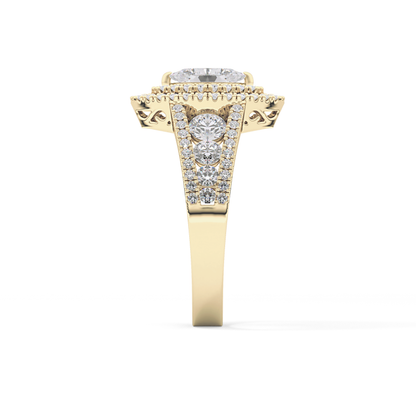 Marquise Double Halo & Pave Lab Grown Diamond Engagement Ring