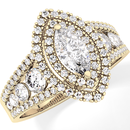 Marquise Double Halo & Pave Lab Grown Diamond Engagement Ring