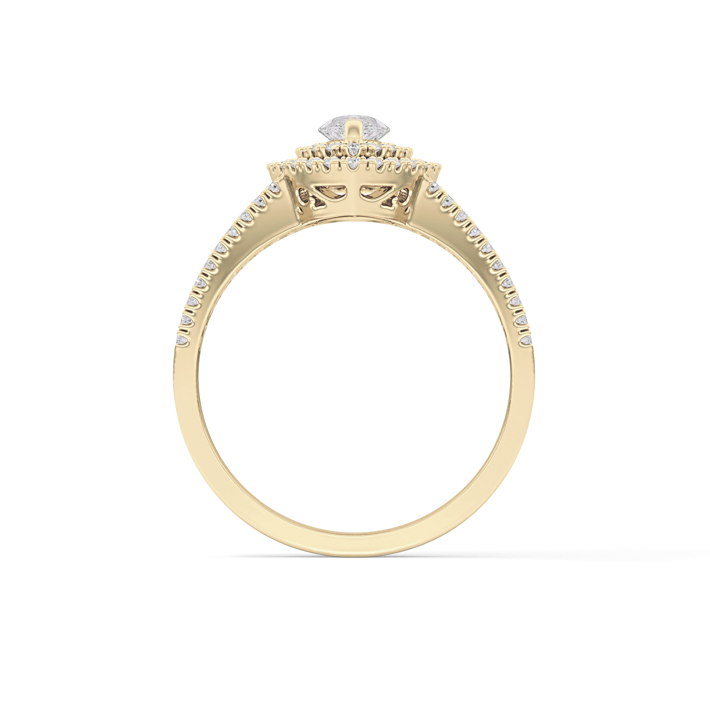 Marquise Double Halo & Pave Lab Grown Diamond Engagement Ring