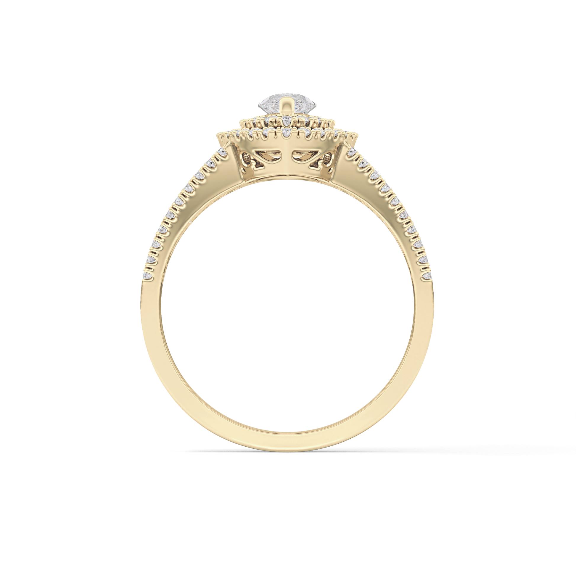 Marquise Double Halo & Pave Lab Grown Diamond Engagement Ring
