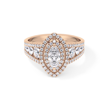 Marquise Double Halo & Pave Lab Grown Diamond Engagement Ring