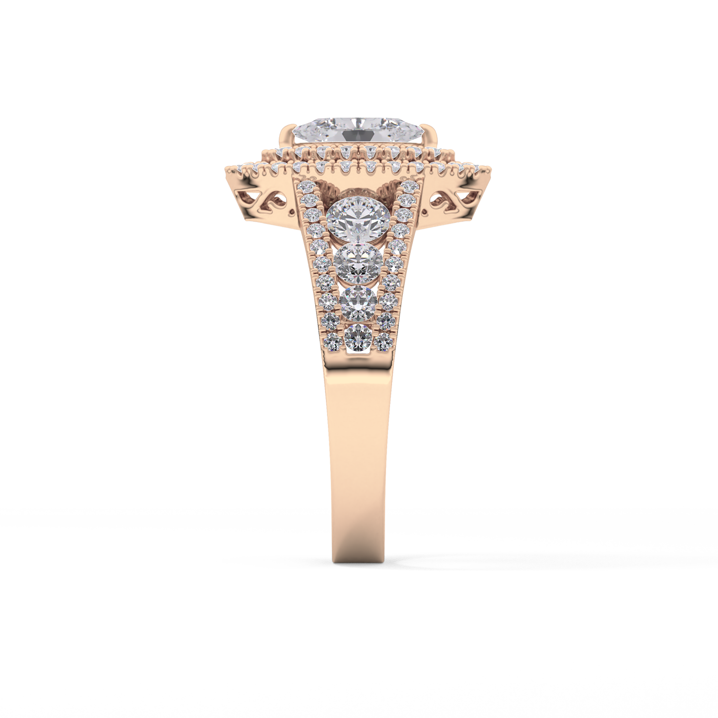Marquise Double Halo & Pave Lab Grown Diamond Engagement Ring