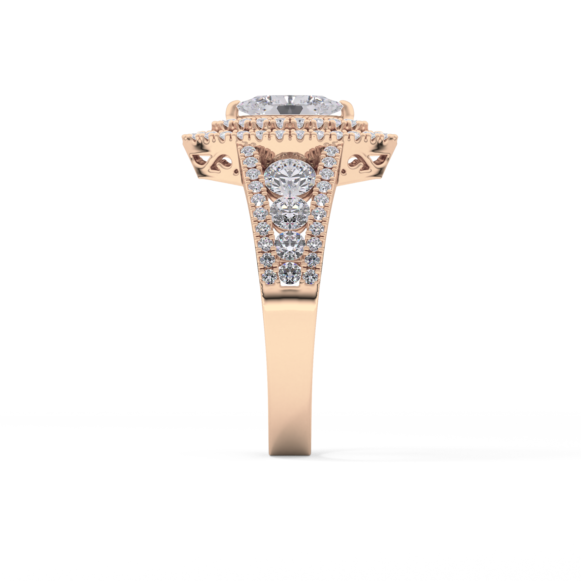 Marquise Double Halo & Pave Lab Grown Diamond Engagement Ring