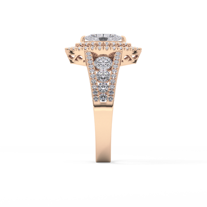 Marquise Double Halo & Pave Lab Grown Diamond Engagement Ring