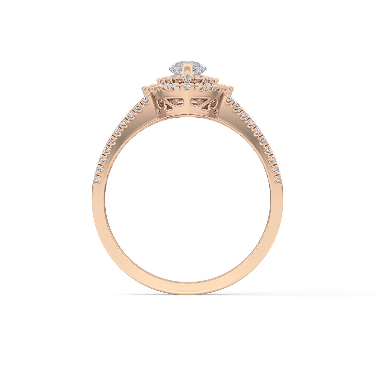 Marquise Double Halo & Pave Lab Grown Diamond Engagement Ring