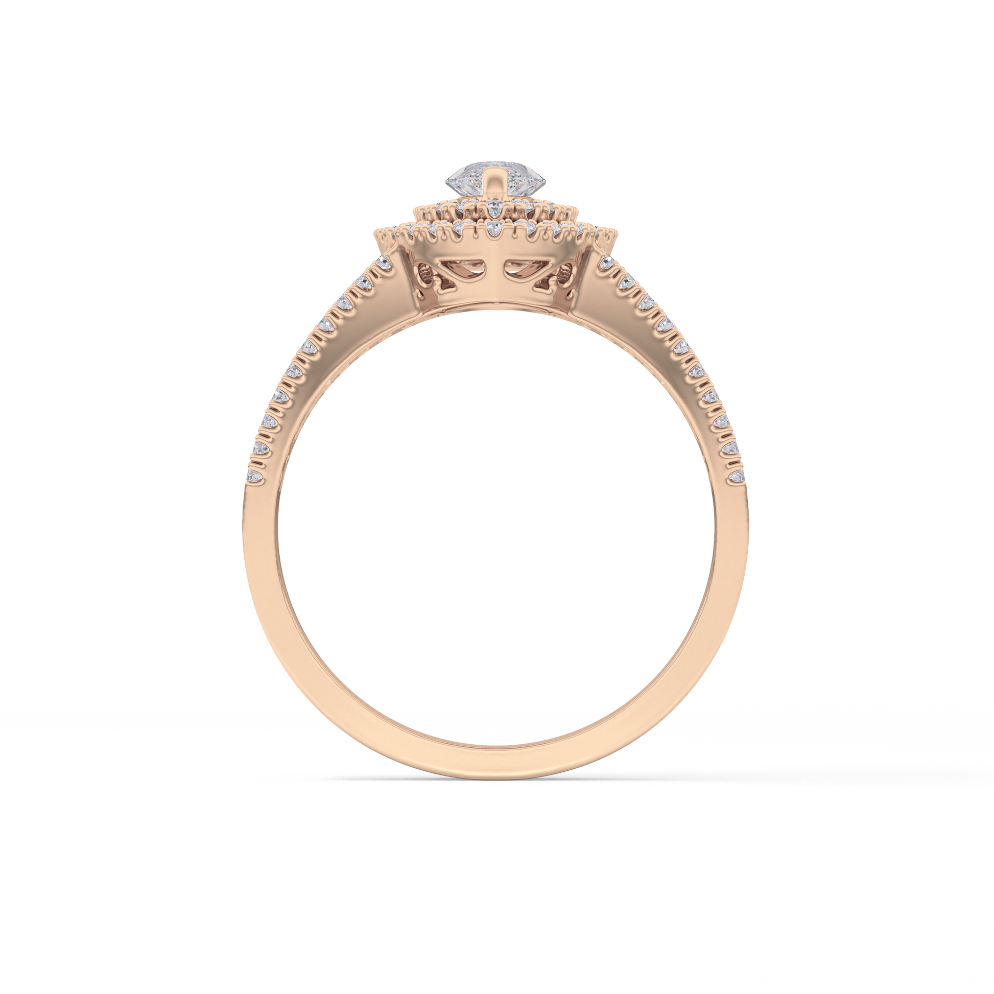 Marquise Double Halo & Pave Lab Grown Diamond Engagement Ring