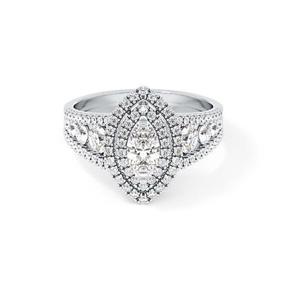 Marquise Double Halo & Pave Lab Grown Diamond Engagement Ring