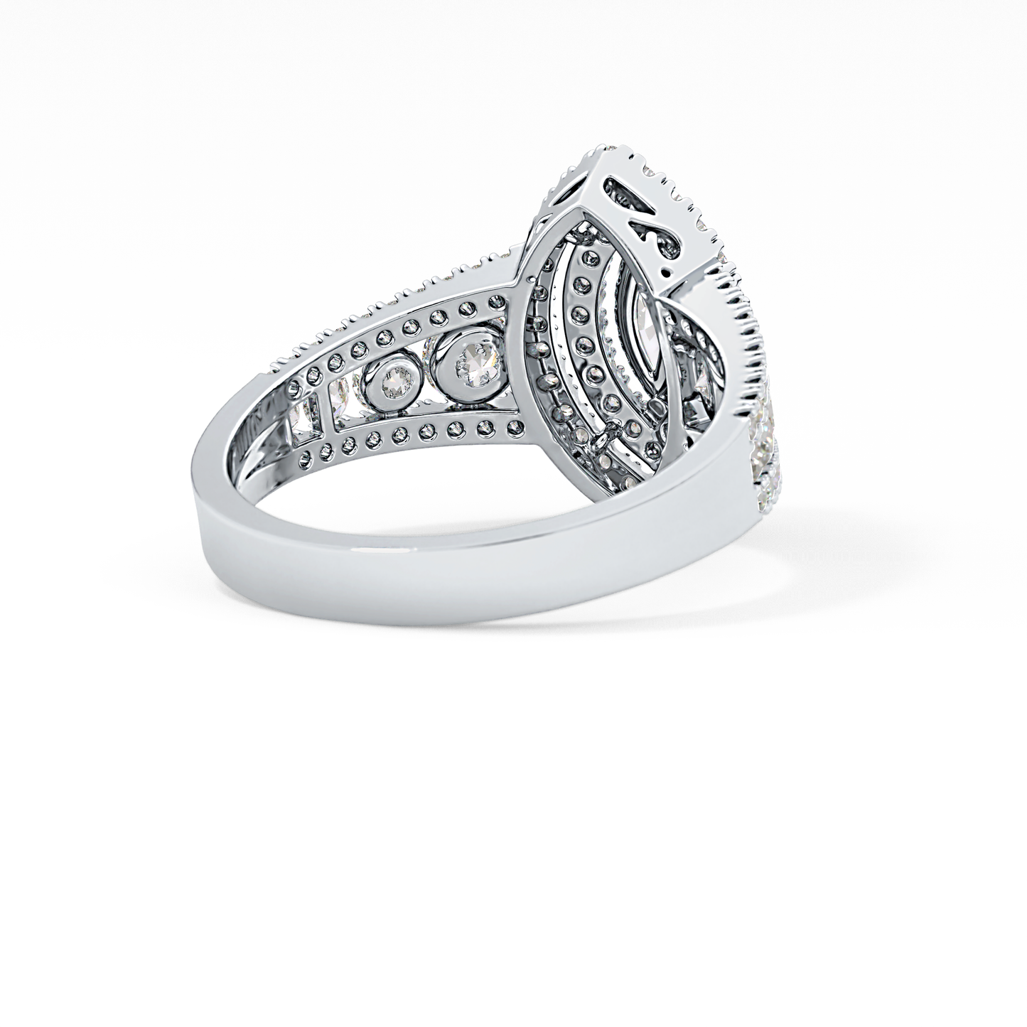 Marquise Double Halo & Pave Lab Grown Diamond Engagement Ring