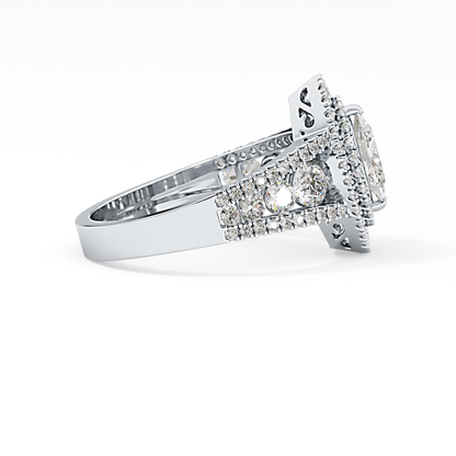 Marquise Double Halo & Pave Lab Grown Diamond Engagement Ring