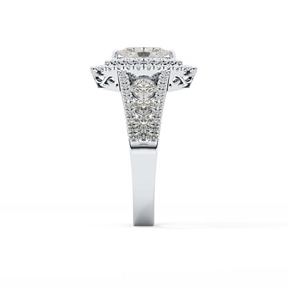 Marquise Double Halo & Pave Lab Grown Diamond Engagement Ring